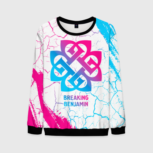 Мужской свитшот 3D Breaking Benjamin neon gradient style, цвет черный