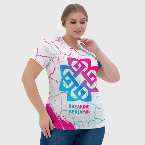 Женская футболка 3D Breaking Benjamin neon gradient style, цвет 3D печать - фото 6