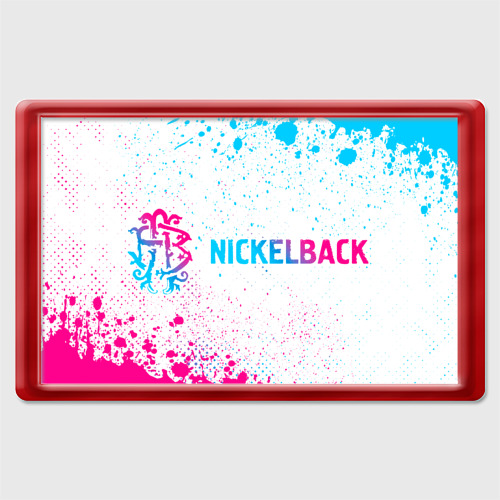 Магнит 45x70 с принтом Nickelback neon gradient style: надпись и символ, вид спереди №1