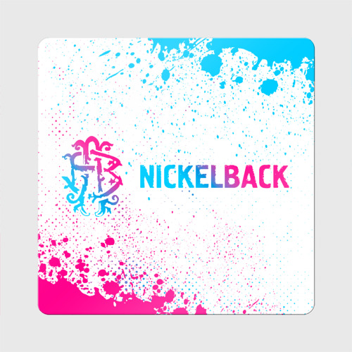 Магнит виниловый Квадрат Nickelback neon gradient style: надпись и символ