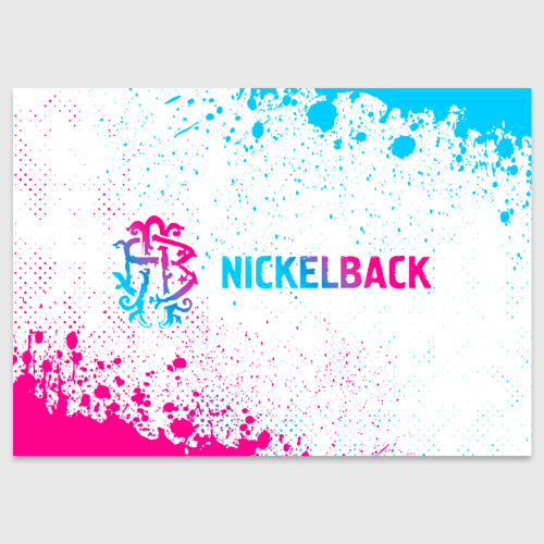 Поздравительная открытка Nickelback neon gradient style: надпись и символ, цвет белый