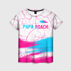 Женская футболка 3D Papa Roach neon gradient style: символ сверху