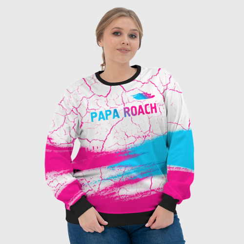 Женский свитшот 3D Papa Roach neon gradient style: символ сверху, цвет 3D печать - фото 6