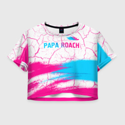Женская футболка Crop-top 3D Papa Roach neon gradient style: символ сверху