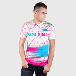 Мужская футболка 3D Slim Papa Roach neon gradient style: символ сверху - фото 2
