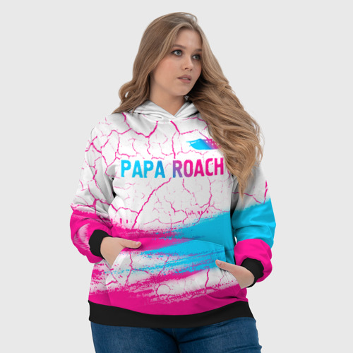 Женская толстовка 3D Papa Roach neon gradient style: символ сверху, цвет 3D печать - фото 6