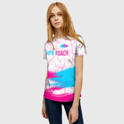 Женская футболка 3D Papa Roach neon gradient style: символ сверху - фото 2