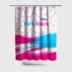 Штора 3D для ванной Papa Roach neon gradient style: символ сверху