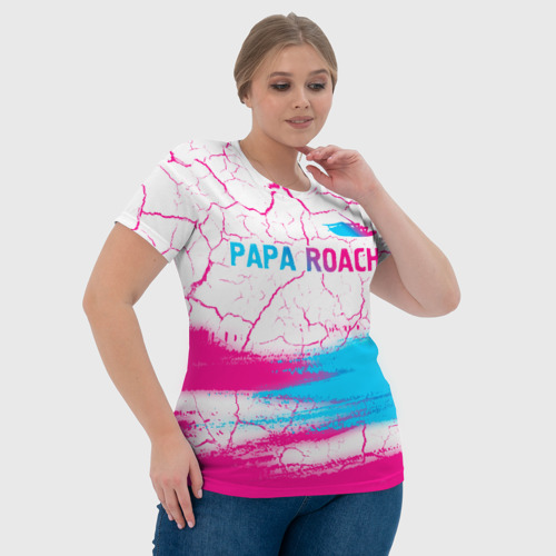 Женская футболка 3D Papa Roach neon gradient style: символ сверху, цвет 3D печать - фото 6