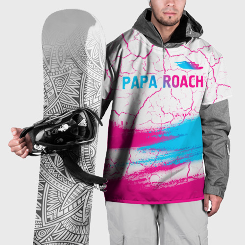 Накидка на куртку 3D Papa Roach neon gradient style: символ сверху, цвет 3D печать