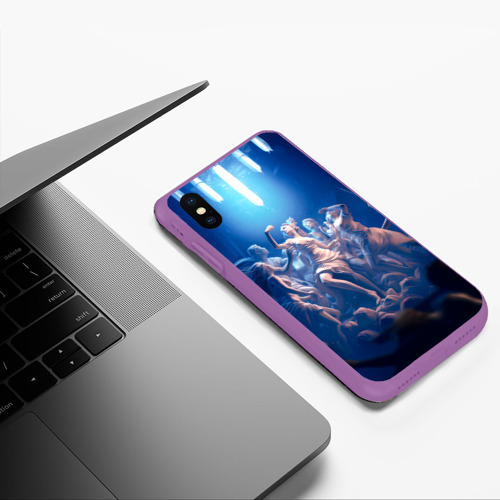 Чехол для iPhone XS Max матовый Танец скульптур, цвет фиолетовый - фото 5