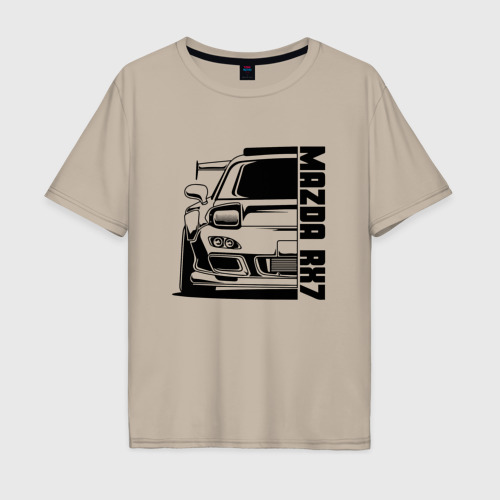 Мужская футболка хлопок Oversize Mazda RX7, цвет миндальный