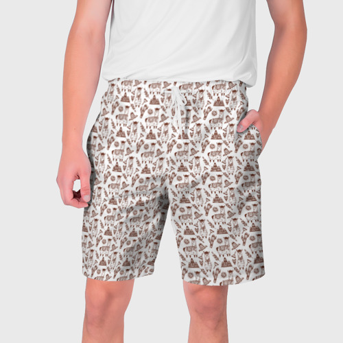 Мужские шорты 3D с принтом Альпака паттерн, вид спереди #2