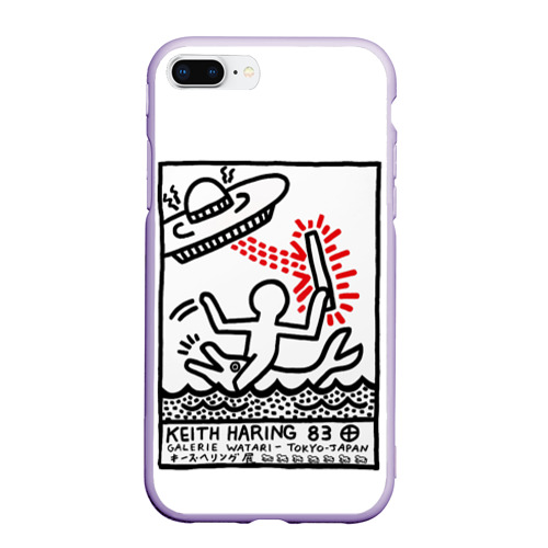 Чехол для iPhone 7Plus/8 Plus матовый Кейт Харинг - 83, цвет светло-сиреневый