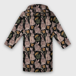 Дождевик с принтом Зайцы и пижма для женщины, вид сзади №1. Цвет основы: белый