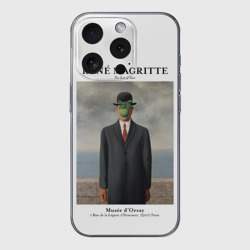 Чехол для iPhone 15 Pro силиконовый с защитой камеры Рене Магритт - Сын человеческий