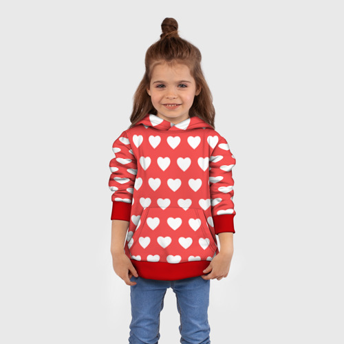 Детская толстовка 3D Сердечки на красном фоне, цвет красный - фото 4