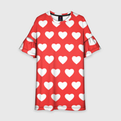 Детское платье 3D Сердечки на красном фоне