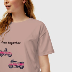 Женская футболка хлопок Oversize Come together - фото 2