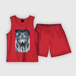 Детская пижама с шортами хлопок Шаман волк