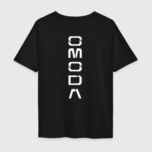 Мужская футболка хлопок Oversize Omoda white big logo, цвет черный - фото 2