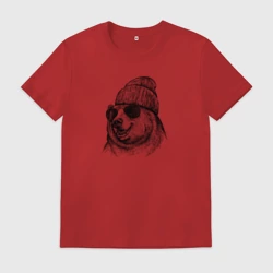 Мужская футболка хлопок Медведь в шапке