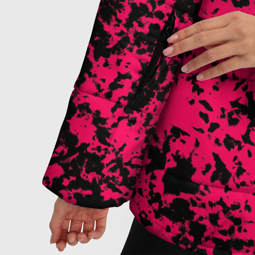 Женская зимняя куртка 3D с принтом Ярко-розовый пятнистый, фото #4