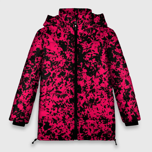 Женская зимняя куртка 3D с принтом Ярко-розовый пятнистый, вид спереди #2