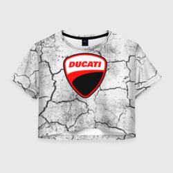 Женская футболка Crop-top 3D Ducati - потресканная земля