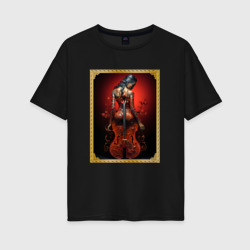 Скрипка фигура – Женская футболка хлопок Oversize с принтом купить со скидкой в -16%