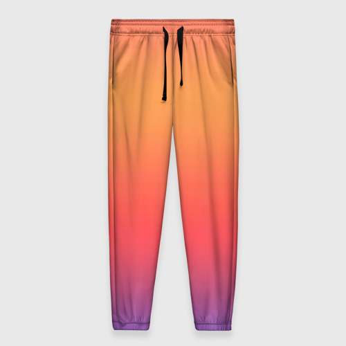 Женские брюки 3D с принтом Цвета заката градиент, вид спереди #2