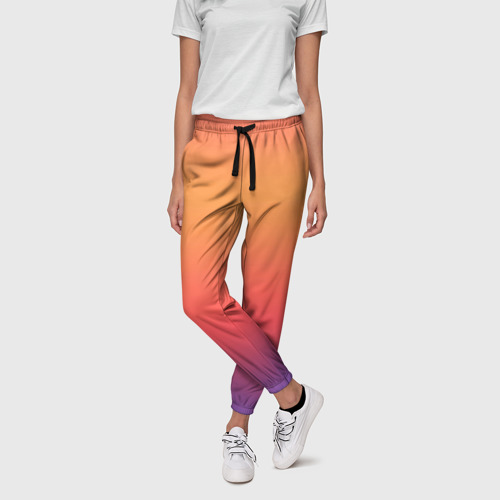 Женские брюки 3D с принтом Цвета заката градиент, фото на моделе #1