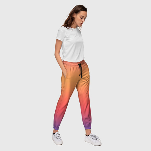Женские брюки 3D с принтом Цвета заката градиент, вид сбоку #3