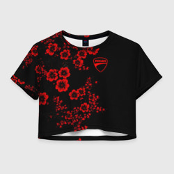 Женская футболка Crop-top 3D Ducati - red flowers