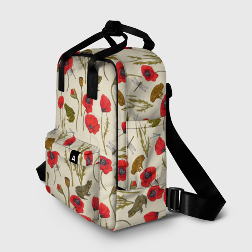 Женский рюкзак 3D с принтом Маки и лягушки, фото на моделе #1