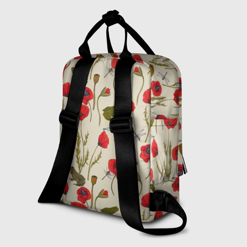 Женский рюкзак 3D с принтом Маки и лягушки, вид сзади #1