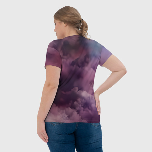 Женская футболка 3D с принтом Разноцветный клуб дыма, вид сзади #2