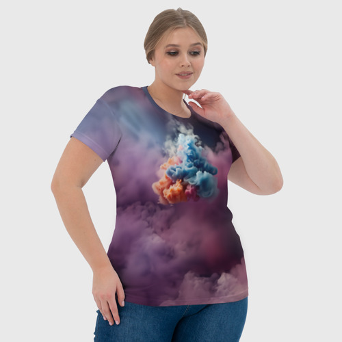 Женская футболка 3D с принтом Разноцветный клуб дыма, фото #4