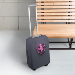 Чехол для чемодана 3D Розовый осьминог на сером фоне - фото 2