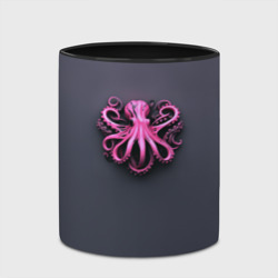 Кружка с полной запечаткой Розовый осьминог на сером фоне - фото 2
