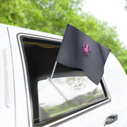 Флаг для автомобиля Розовый осьминог на сером фоне - фото 2