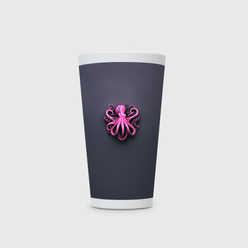 Кружка Латте Розовый осьминог на сером фоне - фото 2