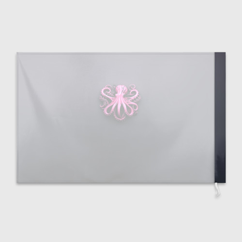 Флаг 3D Розовый осьминог на сером фоне - фото 2