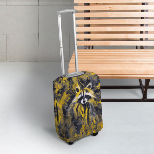 Чехол для чемодана 3D Абстрактный желтый енот в стиле арт, цвет 3D печать - фото 3