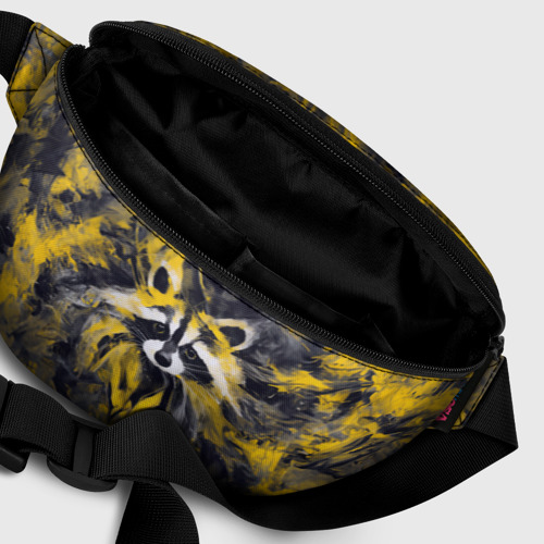 Поясная сумка 3D Абстрактный желтый енот в стиле арт - фото 7