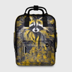 Женский рюкзак 3D Абстрактный желтый енот в стиле арт