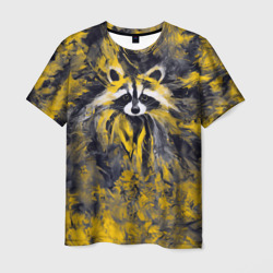 Абстрактный желтый енот в стиле арт – Мужская футболка 3D с принтом купить со скидкой в -26%