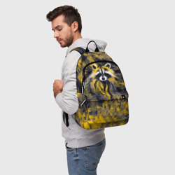 Рюкзак 3D Абстрактный желтый енот в стиле арт - фото 2
