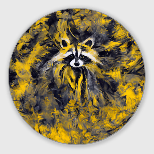 Круглый коврик для мышки Абстрактный желтый енот в стиле арт