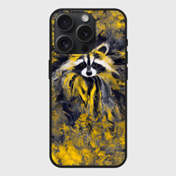 Чехол силиконовый для Apple iPhone 15 Pro матовый Абстрактный желтый енот в стиле арт